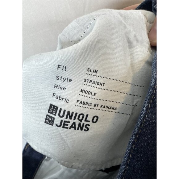 Uniqlo Selvedge Jeans 32x31 Slim Straight Kaihara Raw Denim Dark Wash Mens - Picture 8 of 8